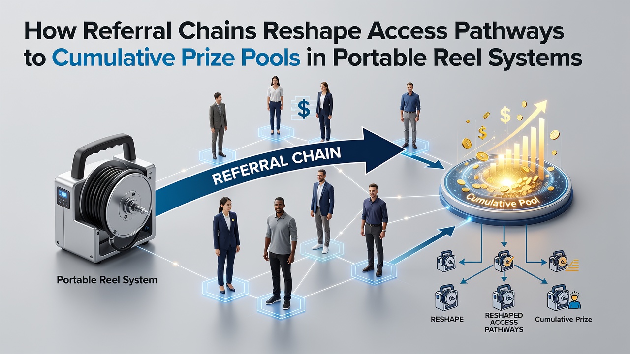 Mobile reel interfaces displaying referral prompts that unlock shared prize pool tiers