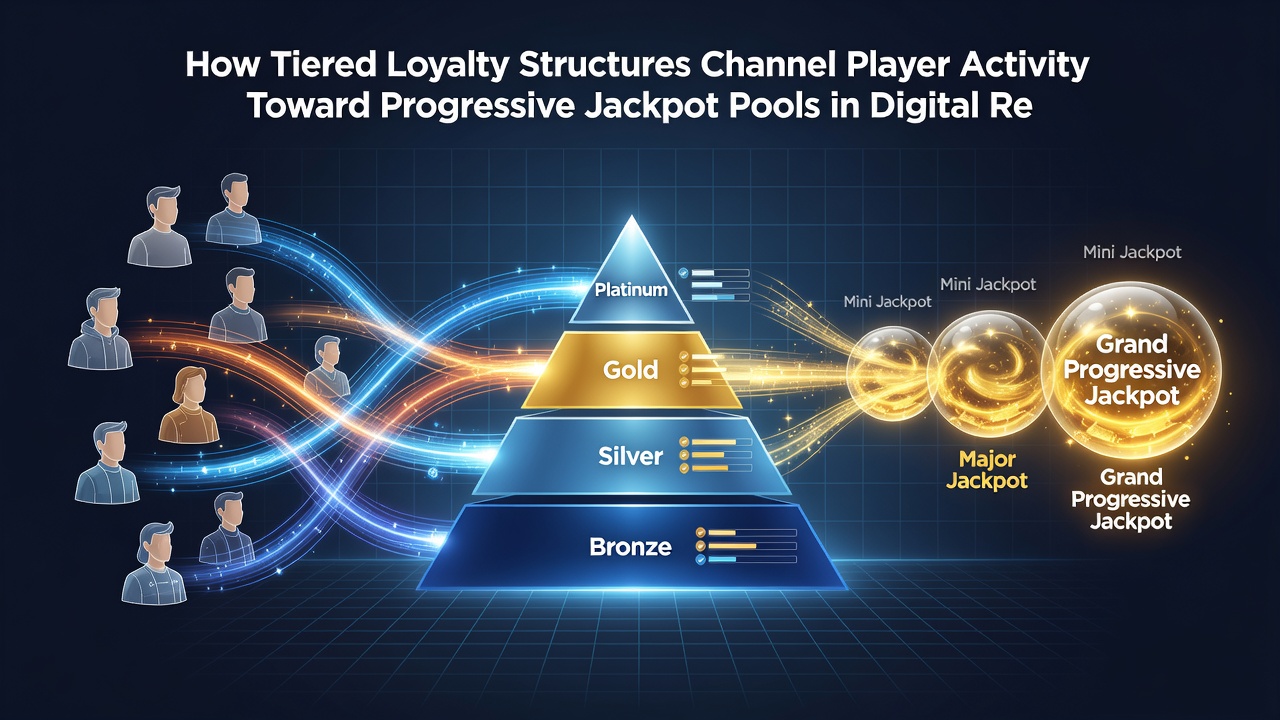 Player dashboard displaying tier badges alongside live progressive jackpot values and contribution rates