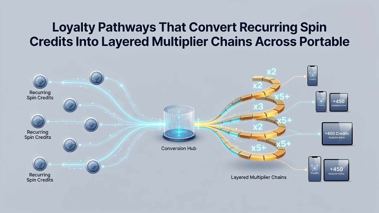 Diagram depicting layered multiplier chains connecting mobile devices through loyalty pathways in gaming networks