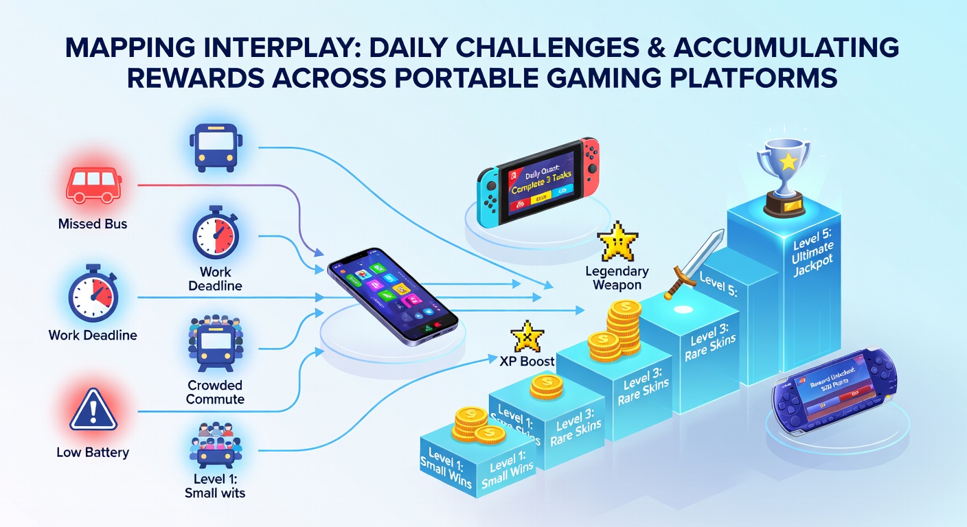 Mobile gaming interface showing daily challenge notifications and reward progress bars on a smartphone screen