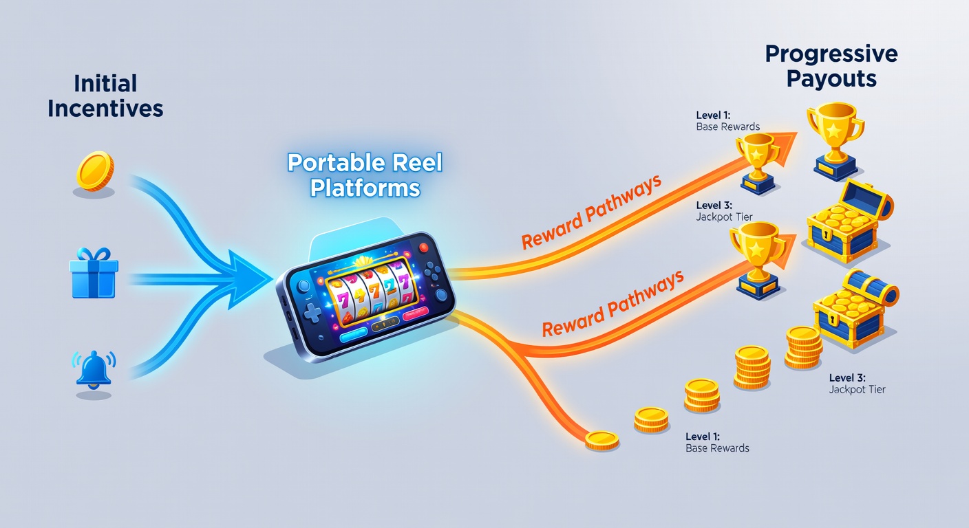 Progressive jackpot meter climbing alongside loyalty tier indicators on a tablet displaying a reel game