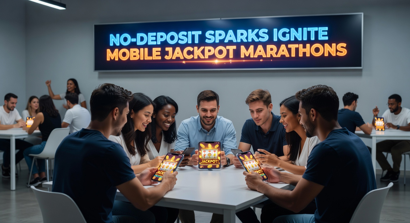 Player's hand holding smartphone with exploding jackpot animation from a no-deposit bonus marathon