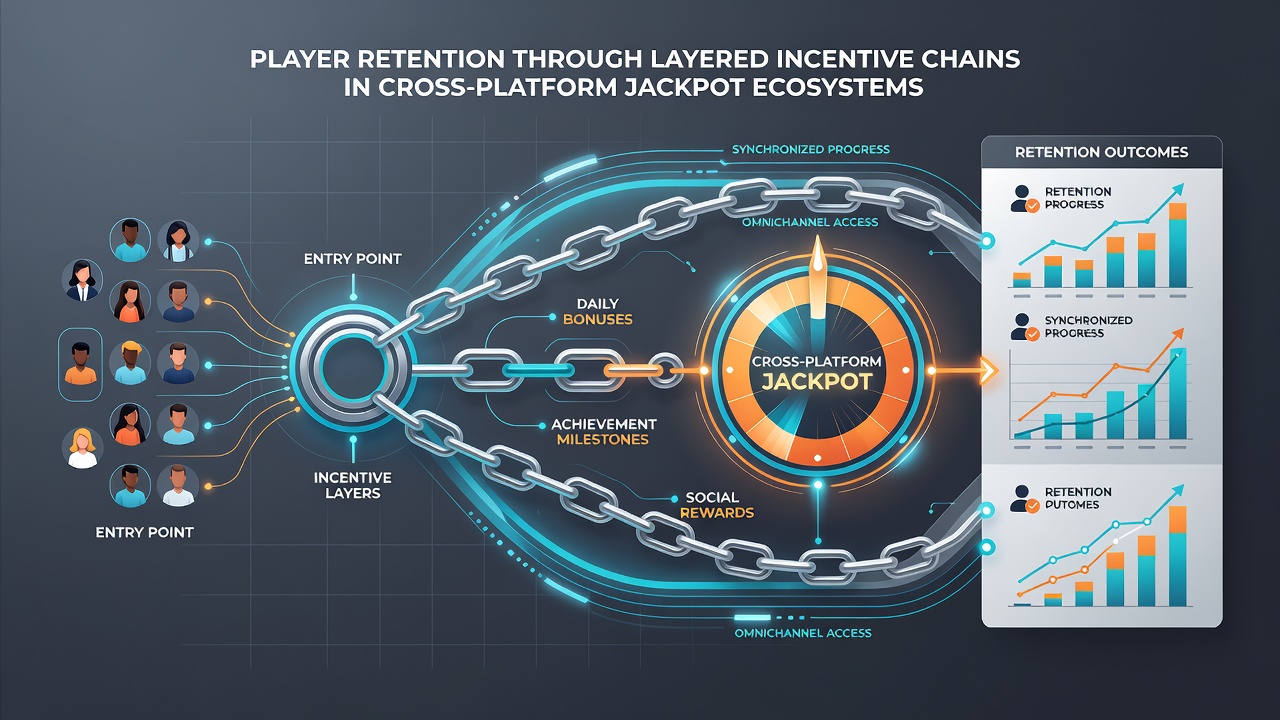 Diagram illustrating progression through incentive tiers toward shared jackpot participation across devices