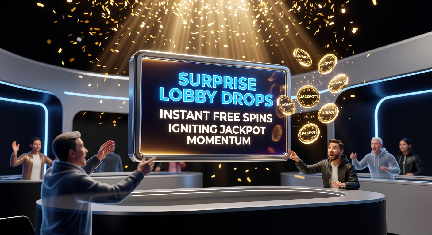 Excited mobile player celebrating a jackpot win triggered by lobby drop free spins, with confetti effects and rising coin counters on screen