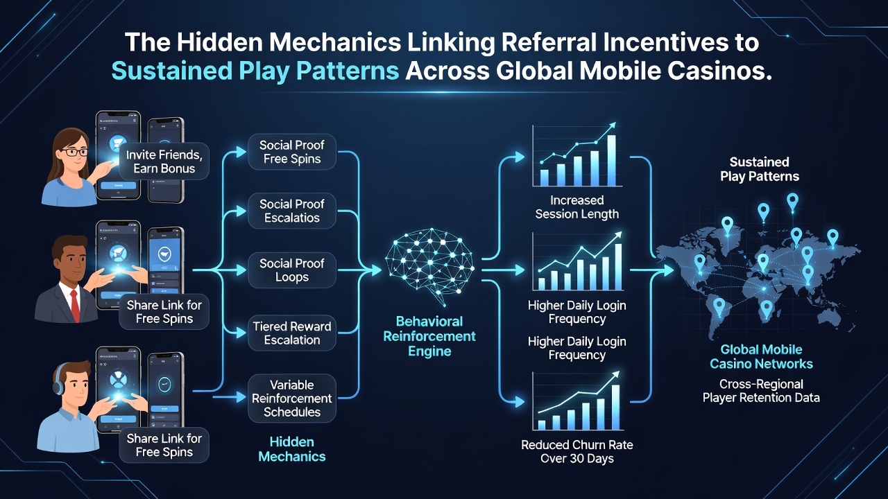 Data visualization showing sustained play patterns linked to referral incentives in mobile casinos