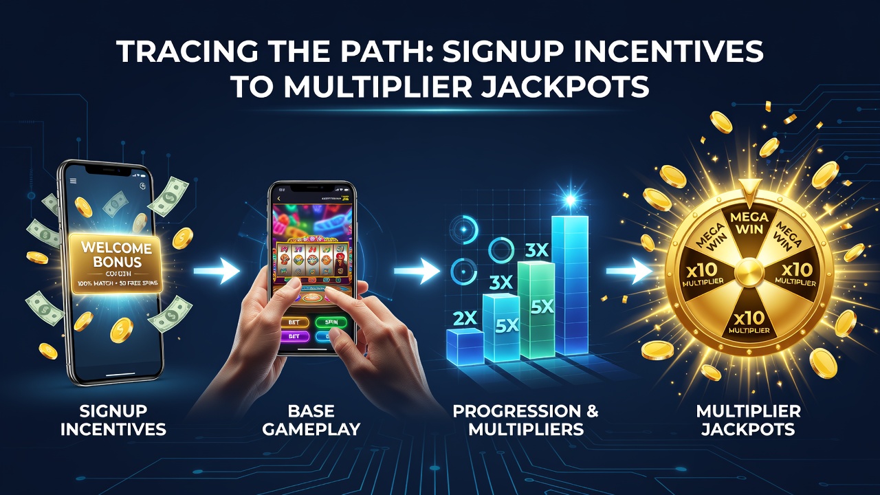 Mobile device showing progressive jackpot meter with multiplier indicators during active slot play