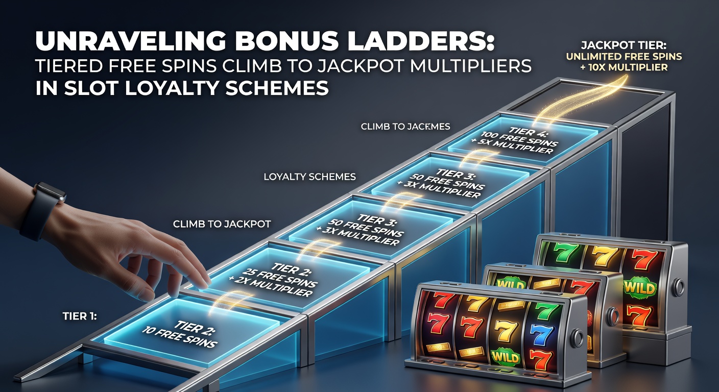 Screenshot of a slot loyalty dashboard showing tiered free spins progress bar nearing a jackpot multiplier unlock